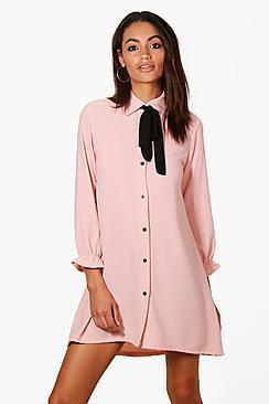 Boohoo Freya Woven Scarf Shirt Dress