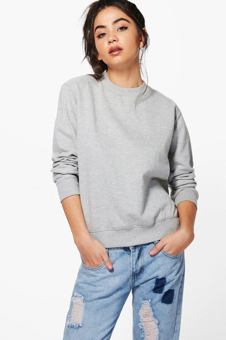 Boohoo Faye Crew Neck Sweatshirt Grey