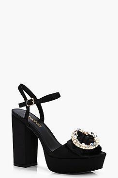 Boohoo Sophie Brooch Detail Platform Heels