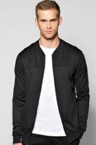 Boohoo Poly Bomber With Ribbed Side Panels Black