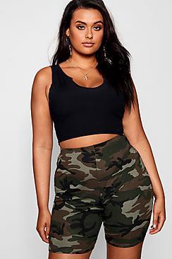 Boohoo Plus Camo Print Cycling Shorts