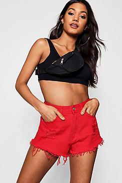 Boohoo Raw Hem Denim Shorts