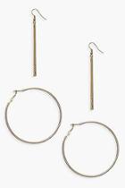 Boohoo Simple Bar Drop & 6.5cm Hoop Earring Pack