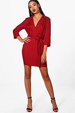 Boohoo Daisy Tailored Belted Dress