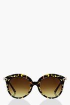 Boohoo Millie Tortoise Minimal Cat Eye Sunglasses