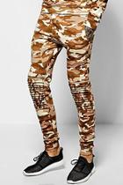 Boohoo Skinny Fit Camo Joggers With Zips