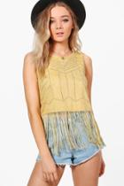 Boohoo Lorraine Tassel Suedette Waistcoat Yellow