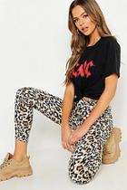 Boohoo High Rise Leopard Print Skinny Jean