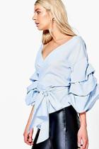 Boohoo Beth Boutique Woven Exaggerated Sleeve Blouse