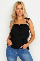 Boohoo Plus Rib Ruched Bust Tie Shoulder Cami