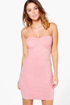 Boohoo Audrina Strappy Cut Out Detail Bodycon Dress Peach