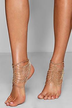 Boohoo Hope Statement Layered Chain Anklet Pair