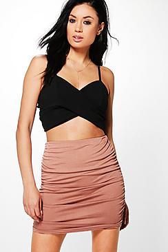 Boohoo Astoria Rouched Side Jersey Mini Skirt