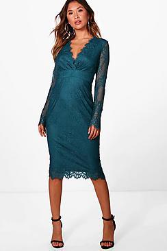 Boohoo Boutique Eyelash Lace Midi Dress