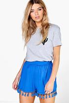 Boohoo Ria Tassel Trim Flippy Shorts