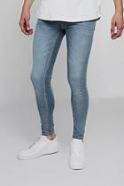 Boohoo Spray On Skinny Jeans In Washed Blue