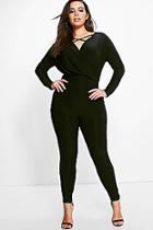 Boohoo Plus Evie Strappy Wrap Front Jumpsuit