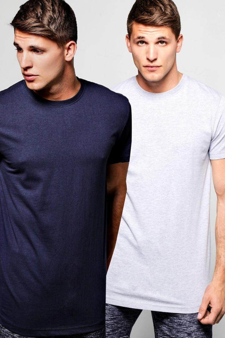Boohoo 2 Pack Longline Curve Hem T-shirt Multi