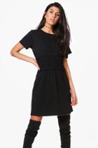 Boohoo Kim Shearing Detail Oversized T-shirt Dress Black