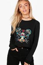 Boohoo Emily Sequin Tiger Applique Sweat