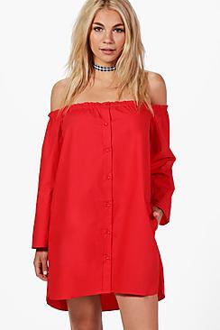 Boohoo Lily Off The Shoulder Tunic