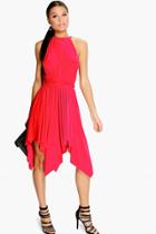 Boohoo Leanne Slinky Hanky Hem Skater Dress Red