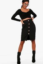 Boohoo Rosie Woven Button & Pocket Midi Skirt