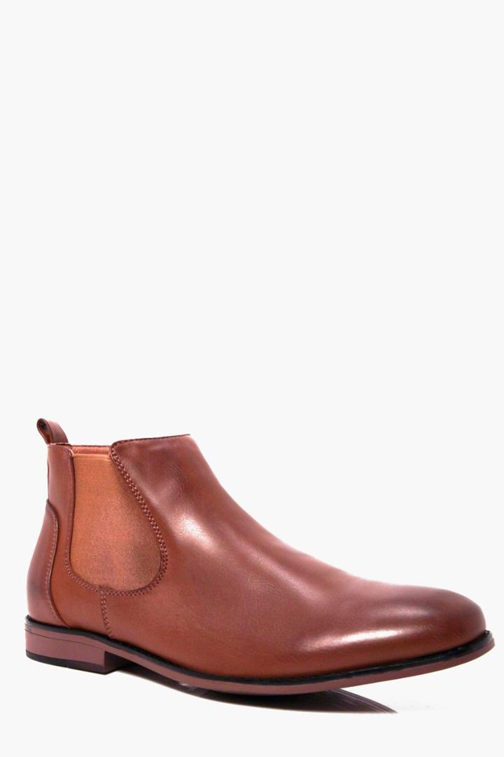 Boohoo Pu Chelsea Boots Brown