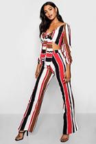 Boohoo Woven Tie Front Stripe Trouser Co-ord
