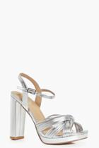 Boohoo Lola Knot Front Platform Two Part Silver