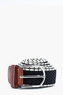 Boohoo Black Elasticated Belt With Contrast Edge