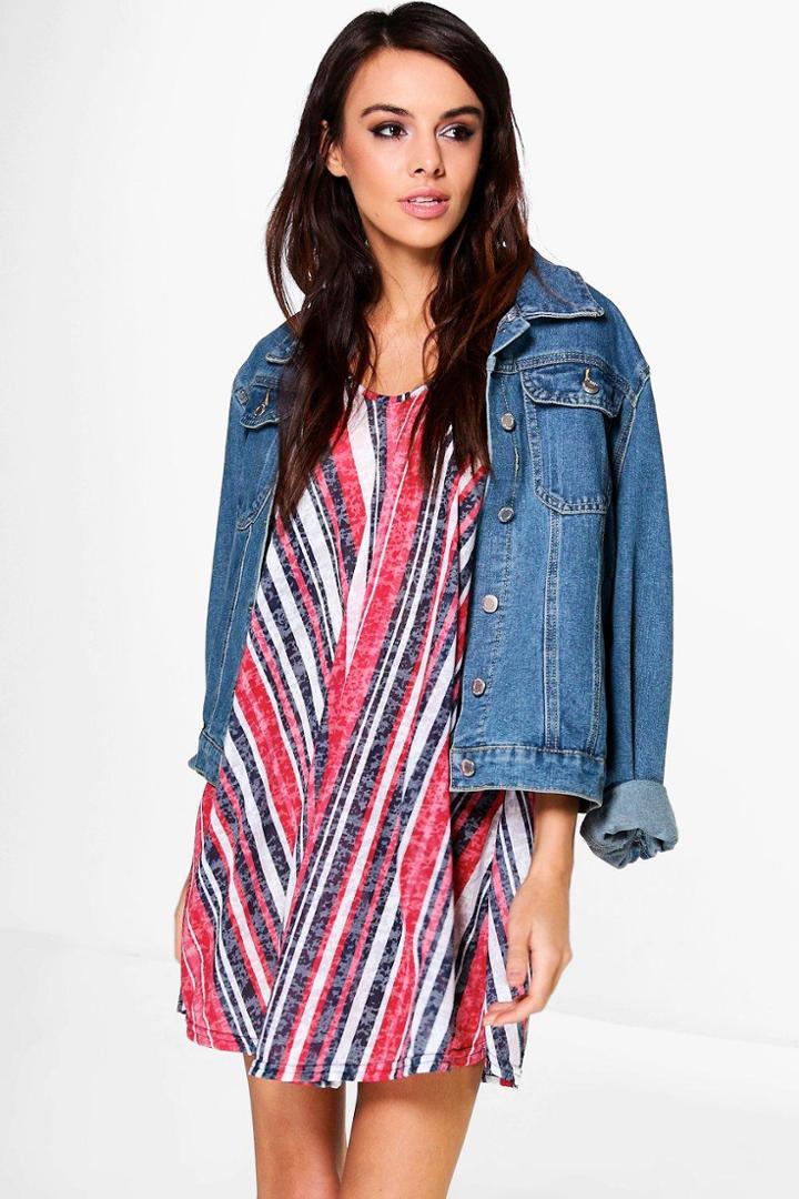 Boohoo Olivia Printed Strappy Swing Beach Dress Multi