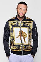 Boohoo Leopard Print Detail Satin Bomber