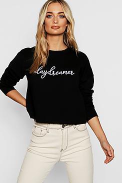 Boohoo High Build Slogan Sweat
