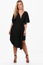 Boohoo Plus Sarah Wrap Woven Occasion Dress Black