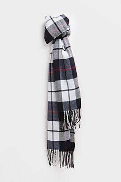 Boohoo Black & White Check Tassel Scarf