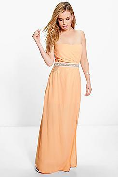 Boohoo Petite Eva Embellished Waist Cut Out Maxi Dress