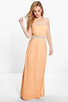 Boohoo Petite Eva Embellished Waist Cut Out Maxi Dress