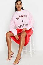 Boohoo Bieber And Baldwin Slogan High Neck Sweat
