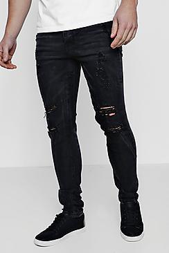 Boohoo Super Skinny Jeans With Distressed Detailing