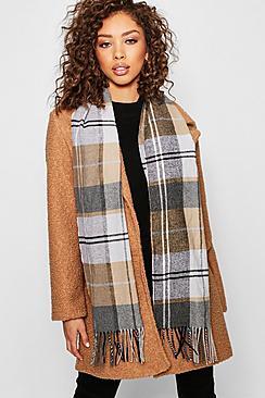 Boohoo Block Check Heavyweight Scarf