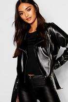 Boohoo Petite Pu O-ring Zip Biker Jacket