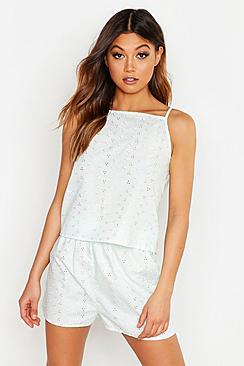 Boohoo Premium Broderie Anglaise Cami & Short Set