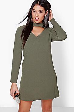 Boohoo Penelope Choker Plunge Shift Dress
