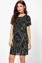 Boohoo Boutique Di Embellished Cap Sleeve Shift Dress
