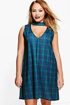 Boohoo Plus Kerry-anne Choker Check Shift Dress