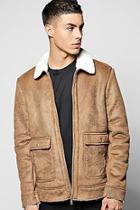 Boohoo Borg Collar Faux Suede Jacket