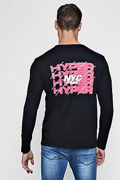 Boohoo Long Sleeve Front And Back Print T-shirt