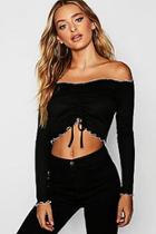 Boohoo Contrast Stitch Ruched Front Crop