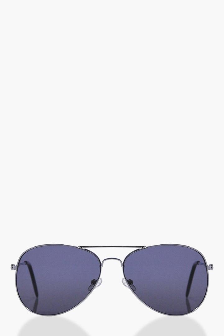 Boohoo Clara Silver Classic Aviator Sunglasses Silver